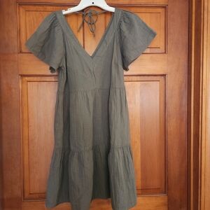 Old Navy Olive Midi Dress With Pockets